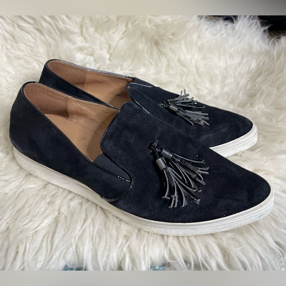 All Black Brand Black Suede Sneaker Loafers Tassels 38.5